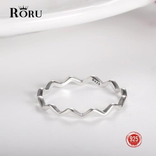 100% 925 Sterling Silver Rings Women Dainty Fashion Jewelry Creative Wave Minimalist Rings Personality Fine Jewelry Gift