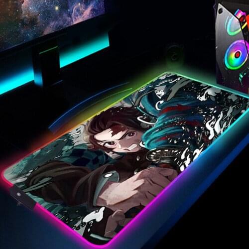 Demon Slayer Mausepad Anime Mouse Pad Gaming Computer Desk Mat Cute Mat Xxl LED Mausepad Gamer Keyboard Mousepad RGB Desk pad