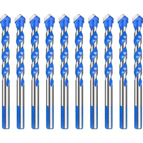 10 Pcs 6mm Triple-cornered Drill Bit Set Multifunctional Drill Bits Punching Drill Bits Set for Tile Concrete Glass Wood