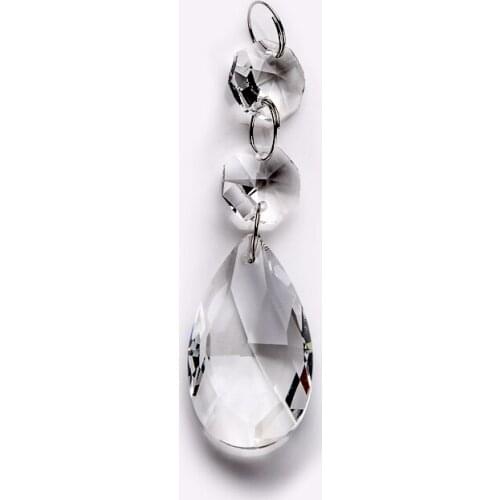 Wholesale 45sets Hanging Crystal Garland Part Strand Clear Mesh 38mm Crystal Glass Prisms With 14mm Octagon Beads