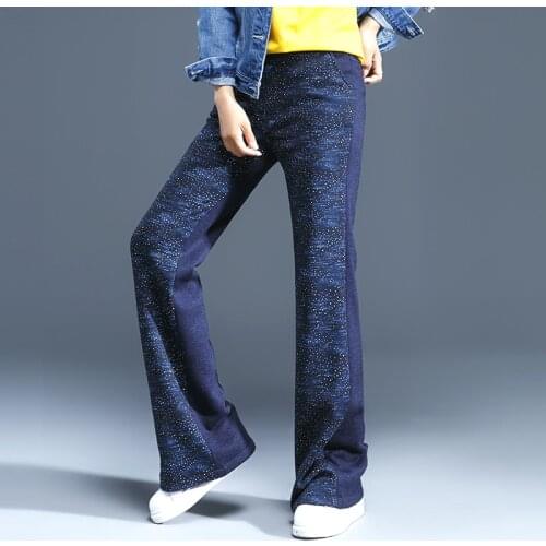 Fall Winter Fashion Women Printed Patchwork High Waisted Stretch Fleece Thick Trousers , Female Woman Casual Glitter Loose Pants