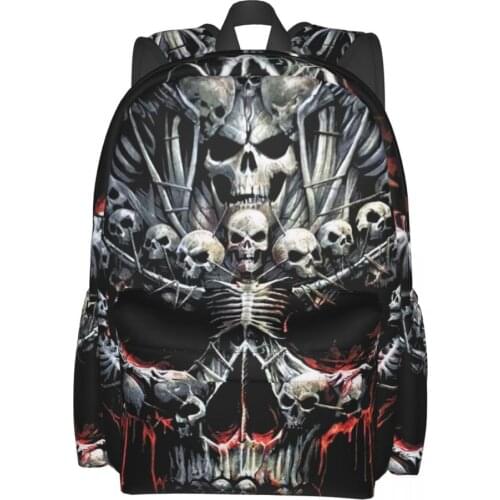 Cool Skulls Men High Street Casual Daypacks Boys Personalized School Book Bags Travelling Backpack 15in Laptop Bag