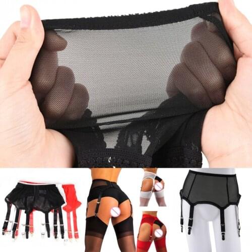 Female Sexy 6 Wide Straps Garter Belt Luxury Power Mesh Suspender Belt Black White Red Garter Belt For Women 3 Colors