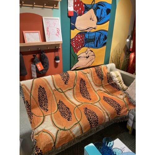 Simple Knitting Thread Blanket Papaya Print Decor Sofa Blankets Bedspread Office Rest Leisure Summer Throw Couch Car Blankets