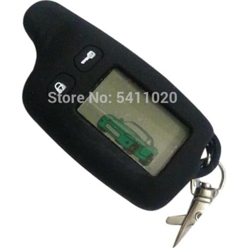 Russian TW 9010 LCD Remote Control Keychain + Silicone Case Body Cover For Two way car alarm system Key Tomahawk TW-9010 TW9010