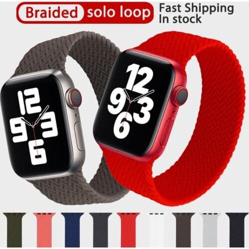 Solo Loop Strap for Apple Watch, 44mm 40mm 38mm 42mm Elastic Silicone Watch Band, Braided Pattern iWatch Series 5 4 3 SE 6