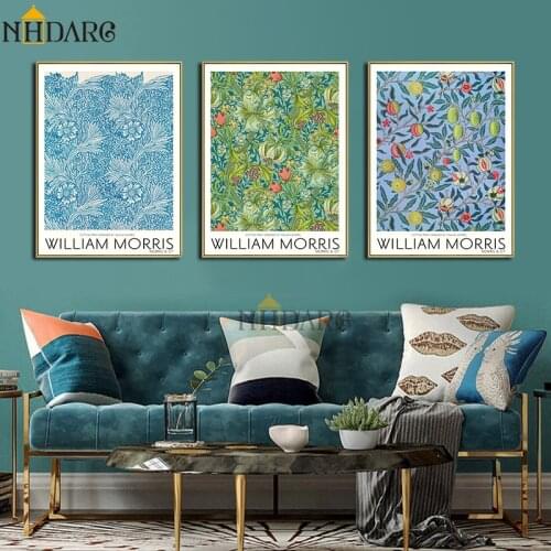 William Morris Colorful Plant Leaf Canvas Print Painting Poster Modern American Style Wall Picture Art Living Room Home Decor