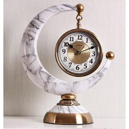 LUXURY EUROPEAN STYLE TABLE CLOCK SILENT ART VINTAGE LIVING ROOM CREATIVE DESKTOP DESK CLOCK ANTIQUE HOME DECOR CRAFTS DA60ZZ