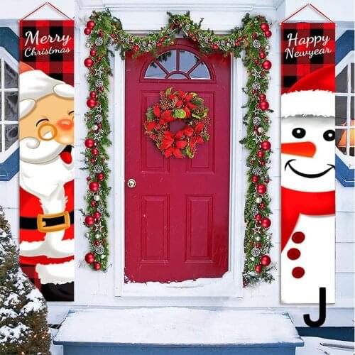 Christmas Door Decorations Couplet Outdoor Hanging Banner Party Decoration Curtain Couplet Xmas Front Door Flag Festival Supply