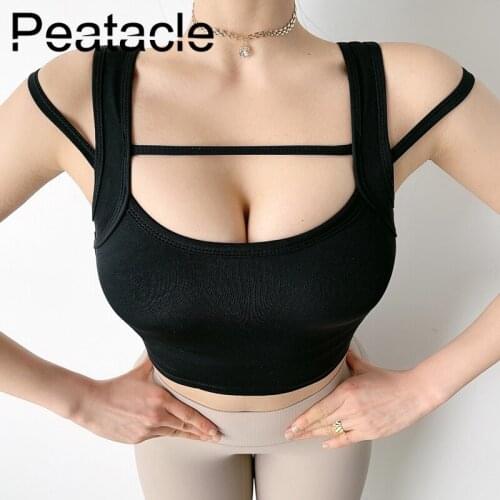 Peatacle Sexy High Impact Sports Underwear Women Shockproof Gather Fitness Vest Yoga Professional Bra
