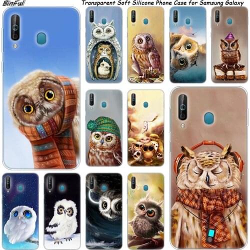 Cute owl Silicone Phone Case For Samsung Galaxy A80 A70 A60 A50 A40 A40S A30 A20E A2CORE M40 Note 10 Plus 9 8 5 Fashion Cover