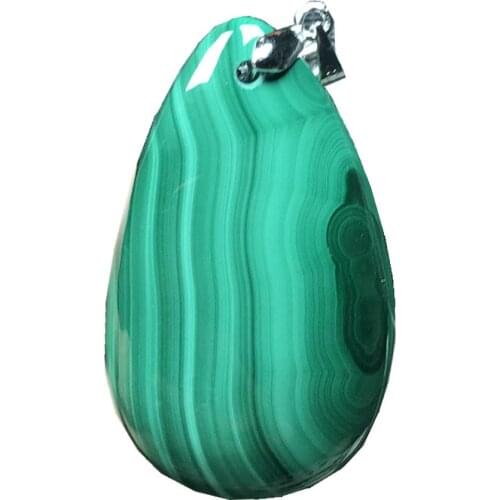 Top Natural Green Malachite Chrysocolla Pendant Jewelry For Woman Man Silver Crystal 40x24x7mm Beads Water Drop Gemstone AAAAA