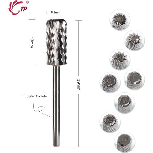 TP 100% Tungsten Steel Milling Cutters For Manicure Electric Nail Drill Bits For Remove Gel Polish Nail Art Tool Mill Apparatus