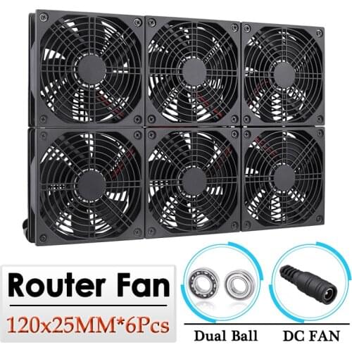 Gdstime 120mm TV Box Router Fan 12CM DIY 6 Fans Set Universal Notebook Base Big Air Volume Radiator Adjustable Speed Cooling Fan