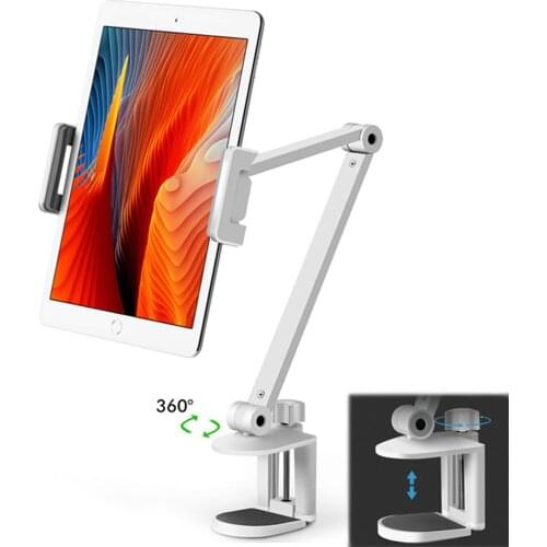 Universal Foldable Table Side Clip Stand For Phone Pad Aluminum Rotated Arm Stand For 4.7 5.5 10 11 12.9 Inch Phone Pad Monitor