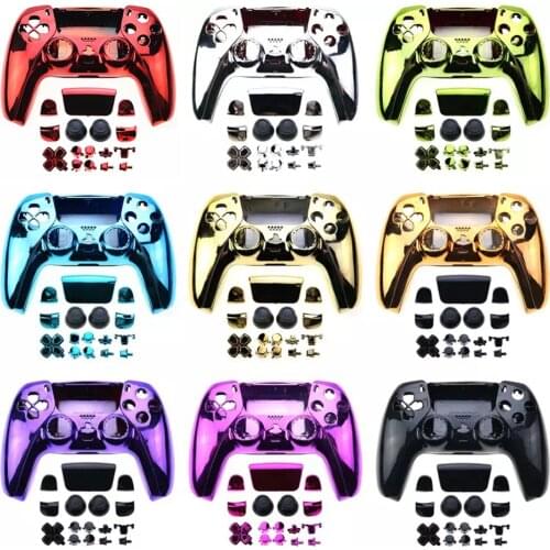 PS5 DIY Mirror Chrome Housing Shell Case Playstation5 Front Back Protecting Cover With Full Set Buttons For Ps5 Controllers