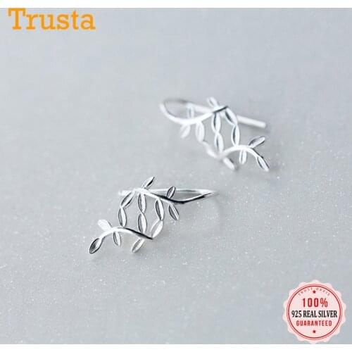 Trusta 100% 925 Sterling Silver Nice Leaves Shape 22mmX8mm Earrings For Women Earring Sterling-silver-jewelry Brincos DS456