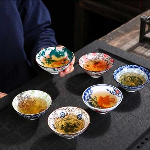 1Pcs Chinese Ceramic Tea Cup Blue And White Porcelain Underglaze Colored Kung Fu Tea Cup Home Office Drinkware Tea Bowl gaiwan