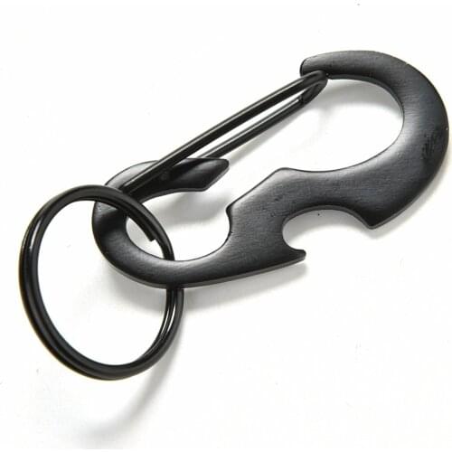 1Pc Multifunctional Stainless Steel D Carabiner Bottle Opener Strong Spring Hook Buckle Keychain Outdoor Survival Tools