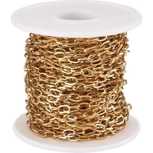 10m/roll Golden/Gunmetal Color Unwelded Stainless Steel Cable Chains for DIY Bracelet Necklace Jewelry Making Materials