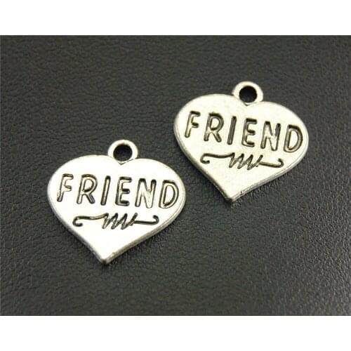 10pcs Zinc Alloy Silver Color Friend Heart Charms Jewelry Making DIY Handmade Craft A803