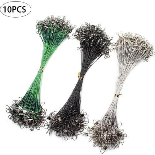 10PCS Anti Bite Steel Fishing Line Steel Wire Leader With Swivel Fishing Accessory 15CM-30CM Lead Core Leash Fishing Wire Tackle