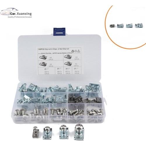 100PCS/box Clip U nut spring nuts M5 M6 clips fairing panel speed chimney stainless steel