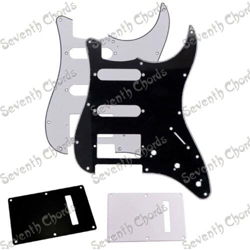 SSH 3 Ply 11 Hole ST FD Electric Guitar Pickguard and 1 Ply Guitar Backplate Back Plate Tremolo Cover - White & Black For choose