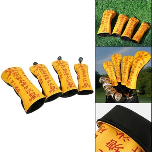 4Pc Golf Club Covers Waterproof Hybrid, Wood and Driver Club Covers w/ Lucky