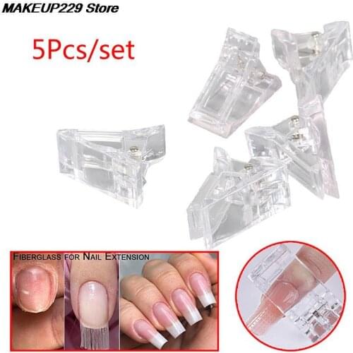 5Pcs/lot Plastic Transparent Gel Quick Building Nail Tips Clips Nail Art Tool Fingernail Extension UV LED Builder Clamps Hot