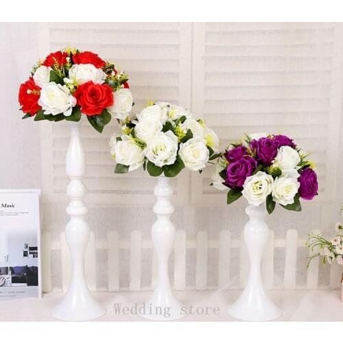 6 PCS White Candlestick Home Decoration Ornaments Wedding Road Lead Table Vase Supplies