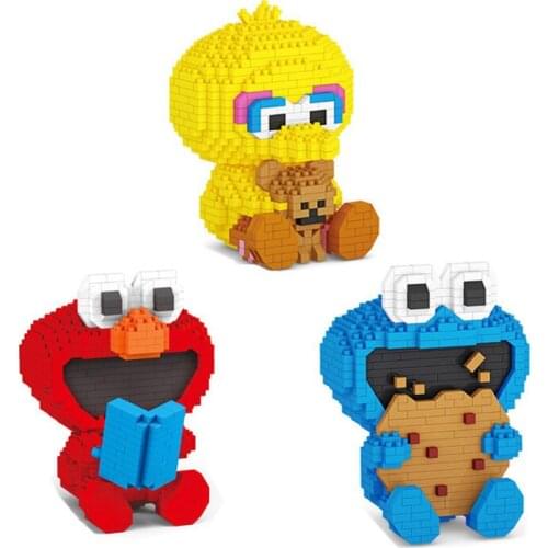 618pcs+ Mini Building Blocks Mirco Diamond Bricks Elmo Cookie Monsters Big Bird Figures 3D Model For Children Gift Toys
