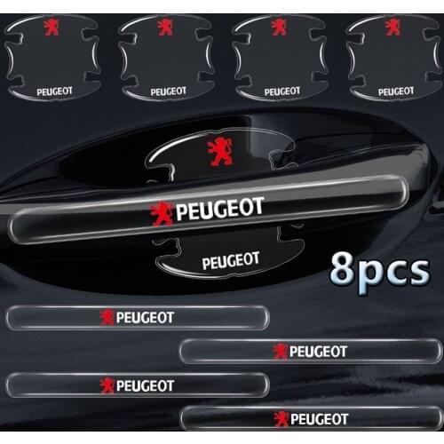 8pcs Car Door Handle Transparent Anti-Collision Sticker For Peugeots 206 308 307 208 3008 207 407 2008 508 Car Accessories