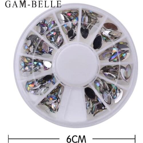 GAM-BELLE Acrylic Rhinestones Nail Glitter Art Decorations Eye Shape Crystal AB Flat Back Gem Manicure Tools Accessories