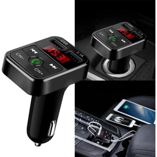 B2 Wireless Dual USB Car Charger Car FM Transmitter Radio Adapter Bluetooth Mp3 Player Support Handsfree Call Auto Fast Charging