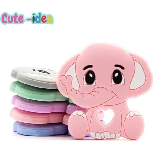 Cute-Idea 1pc Silicone Cartoon Animal Baby Teether Pacifier Chain Teething Food Grade Soft Chewable Product Accessories