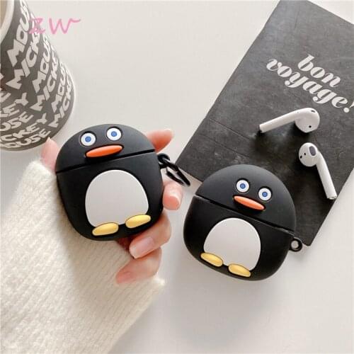 Cute Cartoon Penguin 3D Case For Airpods 1 2 Pro 3 Charging Box Soft Silicone Wireless Bluetooth Headphone Protective Cover
