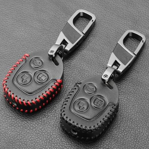 Leather car key cover case fob holder protect for Ford Focus Mondeo Festiva Fusion Suit Fiesta KA 3button remote key shell