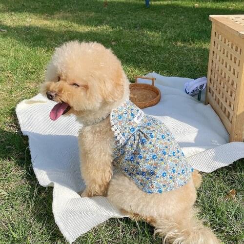 Floral Dress Pet Dog Clothes Fashion Breathable Thin Cute Cotton Dog Dress Teddy Bichon Spring Summer Floral Skirt