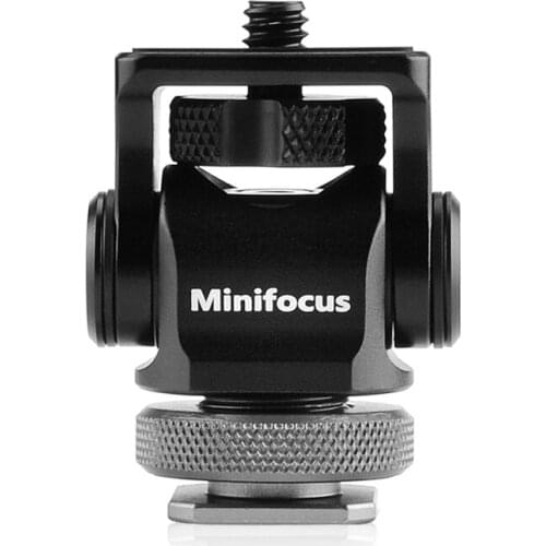 Camera Monitor Holder Mount Arm Hot Shoe Adapter with 180 Degree Tilt Bracket Upper Rotation 360 Degree Base for LED Video Light