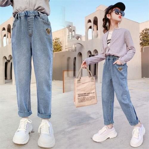 Cute Casual Baby Spring Autumn Jeans Pants For Boys Girls Children Kids Trousers Clothing High Quality Teenagers 2021