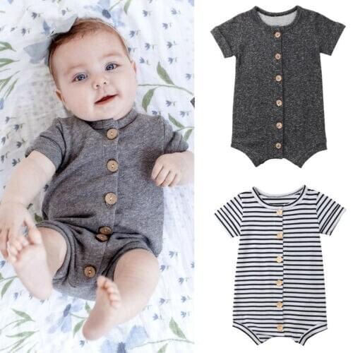 Newborn Baby Boys Girls Rompers Cotton Summer Playsuit Romper Striped Jumpsuit Infant Clothes Outfits
