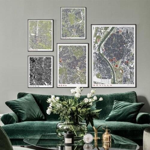 London Paris Tokyo Munich City Map Wall Art Canvas Painting Nordic Posters and Prints Modern Pictures for Living Room Home Decor