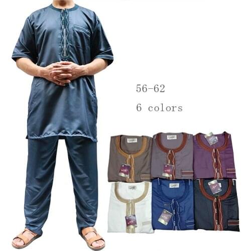 New design muslim men Jubba Thobe,mens thobe with trousers Kaftan Jubba islamic Apparel men dress YM048