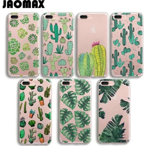 Summer Soft Silicone Plants Banana Leaves Cactus Phone Case For iPhone Xs Max 7 8 6S Plus 5 X Transparent Cover Shell Coque Gel