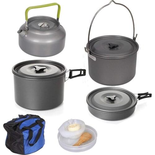 Outdoor Kitchen Utensils Set Camping Pot Set Aluminum Camping Cookware Portable Picnic Tableware Tourism Supplies Kit