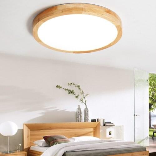 Nordic Simple Modern OAK Wood Ceiling Lamp Ultra thin Japanese LED Ceiling Lights For Bedroom Living Room Kitchen Study Balcony