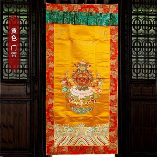 Wholesale Buddhist supplie # Asia Nepal Tibet Buddhism Eight auspicious symbol Embroidery wall Partition Tapestry Door curtain
