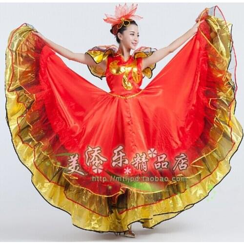 The Opening Dance Skirt Plus Size Lady Spanish Bullfighting Dancing Dress Stage Performance Clothing for Women Costumes H504