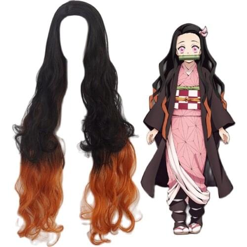 Anime Demon Slayer: Kimetsu no Yaiba Cosplay Kamado Nezuko Role Playing Wigs Halloween Cosplay Wigs Tanjirou Zenitsu Agatsuma